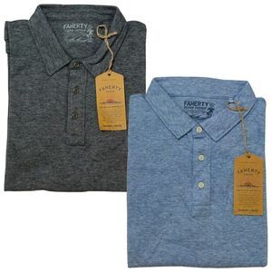 2 Faherty Polo Shirts Cloud Cotton Men XL Grey Heather & Blue Heather NWT